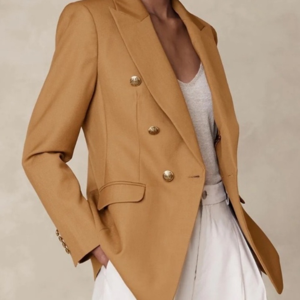 Elie Tahari Double Breasted Camel Colored Blazer